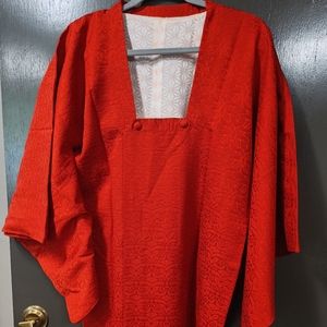 Vintage red michiyuki | kimono raincoat